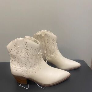 Boots Cream Western Ankle Booties